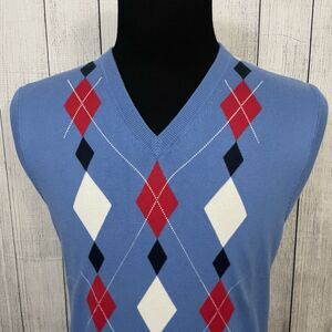 Brooks Brothers Men's XL Blue Argyle St. Andrew Links Cotton Sweater Vest